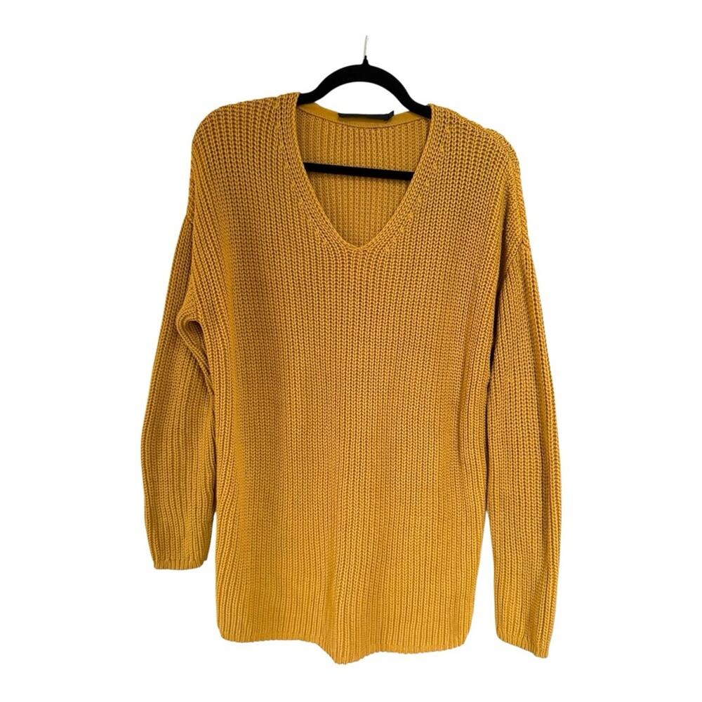 Jenni Kayne Fisherman Organic Cotton Blend Sweater on Mustard Size S